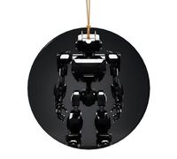 Robot nero Stampa Regali di Natale Colleghi Per Amici Famiglia Circolare Ceramica Natale Appeso Ornamenti Per La Decorazione Dell'albero