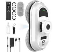 Robot pulitore di vetro, 5600 Pa di aspirazione, navigazione intelligente, sistema di sicurezza, telecomandato, per tutte le superfici lisce, con 10 panni (C)