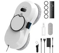 Robot pulitore di vetro, 5600 Pa di aspirazione, robot pulitore automatico di vetro, sistema di sicurezza, navigazione intelligente, telecomandata, per tutte le superfici lisce, con 10 panni (A)