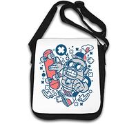 Robot Skater Urban Styled Extreme Cyborg Skater - Borsa a tracolla, colore: Bianco