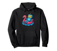 Robot su Flamingo Galleggiante Divertente Estate Piscina Cartoon Art Felpa con Cappuccio