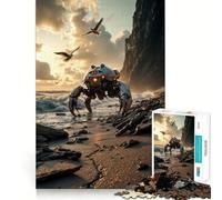 Robot sulla spiaggia al tramonto - Puzzle difficile per adulti da 1000 pezzi - Giocattolo intellettuale - Momento di relax - Taglio di qualità (38x52cm)
