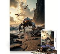 Robot sulla spiaggia al tramonto - Puzzle difficile per adulti da 1000 pezzi - Giocattolo intellettuale - Momento di relax - Taglio di qualità (38x52cm)