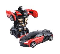 Robot Transforming Car Playset - Action Figure Vehicle System , Friction Powered Pull Back Racing Toy , Educational Mechanical Learning Activity Model , Interactive Conversion Adventure Kit | Children