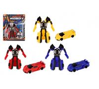 Robot trasformatore/auto plast 14 cm in tre colori