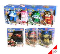 Robot trasformatore Robocar Poli 4" 7 pezzi Poli Roy Amber Helly Mark Bucky P...