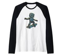 Robot Volante Divertente con Skateboard per Pattinatore Maglia con Maniche Raglan