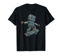 Robot volante divertente con skateboard per pattinatore Maglietta