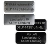 Roboterwerk - Targa per drone 31x19mm per E-ID come codice QR con logo EASA, numero di registrazione, badge drone inciso al laser e autoadesivo, alluminio anodizzato rosso