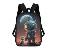 Robotic Cat Companion Under The Moonlight Zaino, Borsa Scolastica Stampata in 3D, Borsa Per Il Pranzo Scolastico, Zaino Da Viaggio, Zaino Per Amici, Zaino Scolastico Per Ragazze E Ragazzi 17inch