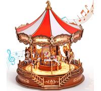 Robotime 3D Puzzle in legno Carosello Carillon con luci a LED Modello di ingranaggi Costruzione di edifici Kit artigianali Regali di Natale per adulti