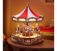 Robotime 3D Puzzle in legno Carosello Carillon con luci a LED Modello di ingranaggi Costruzione di edifici Kit artigianali Regali di Natale per adulti