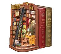 ROBOTIME Book Nook in Legno - Booknook Casa in Miniatura da Costruire con Luci, Puzzle 3D Creativo per Adulti e Ragazzi, Decorazione da Libreria (Silent Corner Study)