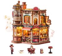 ROBOTIME Coffee Factory - Modello Cinetico 3D in Legno, Puzzle da Assemblare Manualmente, Decorazione Romantica per la Casa, Regalo di Compleanno per Adulti