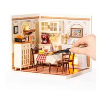 ROBOTIME Kit artigianale per casa in miniatura fai-da-te, kit di costruzione di modello di casa delle bambole Regali creativi di compleanno per adulti, bambini (sala da pranzo calda)