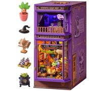 ROBOTIME Kit Book Nook, Whisper Magic Shop con luci LED calde, casa in miniatura fai da te, fermalibri in legno 3D, decorazione per libreria, set di artigianato di stregoneria fantasy, regalo creativo