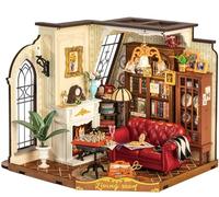ROBOTIME Kit Casa delle Bambole in Miniatura Catherine’s Living Room, Kit Modello in Legno con Luci LED, Miniature da Costruire per Adulti, Regalo Creativo Vintage per Donne e Ragazze