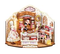ROBOTIME Kit Casa delle Bambole in Miniatura Elsa's Tailoring, Kit di Costruzione in Legno con Luci LED, Miniature da Costruire per Adulti, Decorazione per la Casa, Regalo per Donne e Ragazze