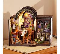 Robotime Kit casa in miniatura fai-da-te: il kit di studio magico con LED e mobili Kit di costruzione di modelli di case delle bambole in legno, regalo per adulti