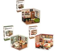 Robotime Kit casa in miniatura fai-da-te Kit modello casa delle bambole con negozio di hamburger a LED e fiorisce piacevole Bar e tè Sweet Sips