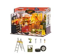 Robotime Kit casa in miniatura fai-da-te Mini casa delle bambole Garage Officina Kit per la creazione di una piccola casa con luce LED decorativa per bambini