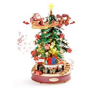 ROBOTIME Kit Modello in Legno Carillon Christmas Melody Tree, Puzzle 3D in Legno per Adulti e Bambini, Decorazione per la Casa e Regali di Natale per Tutti
