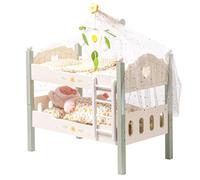 ROBOTIME Letto a castello per bambole in legno da 18", lettino per bambole trasformabile con scaletta e biancheria da letto, culla per bambole impilabile, regalo perfetto per bambini, verde