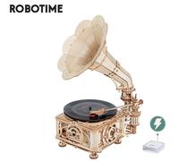 Robotime manovella classico grammofono con musica 1:1 424 pezzi kit di costruzione di modelli in legno regalo per bambini adulti LKB01 decorazioni per la casa Manual Version