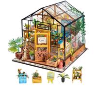 Robotime Mini serra casa dei fiori di Cathy casa delle bambole fai da te Kit di mobili in miniatura in legno con LED migliori regali di compleanno