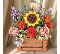 ROBOTIME Puzzle 3D con scatola di fioritura in legno, set di costruzione di bouquet di fiori per adulti, decorazioni per la casa artificiali, regalo per la festa della mamma/compleanno
