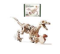ROBOTIME Puzzle 3D Dinosaurs Kit in Legno per Adulti & Bambini, Modello Velociraptor Automarche, Kit Meccanico STEM, Regalo Costruibile, LD01