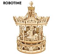 Robotime Puzzle 3D in legno 336 pezzi Girevole fai da te romantico carosello gioco regalo per bambini bambini adulti AMK62 assemblaggio carillon giocattolo