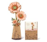ROBOTIME Puzzle 3D in legno con gerbera, margherita arancione chiaro, puzzle artificiale, kit di modelli per adulti, set fai da te, per San Valentino, festa della mamma e Natale