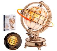 Robotime Puzzle 3D in legno per adulti - Kit modello di globo rotante illuminato con luce LED, set di costruzioni meccaniche in legno, regalo fai da te per uomini e amanti dei puzzle, luce notturna
