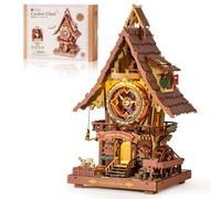 ROBOTIME Puzzle 3D in legno per adulti - Orologio a cucù modelli in legno per adulti da costruire - Kit modello da 435 pezzi con 2 luci, regalo per appassionati di artigianato (colorato)