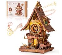 ROBOTIME Puzzle 3D Orologio a Cucù in Legno per Adulti,Kit Modello da Costruire,Orologio Funzionante con Suono del Cucù,Decorazione per la Casa,Regalo per Adolescenti e Adulti,LC901C (Colore Vintage)