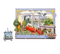 ROBOTIME Puzzle in legno 3D con barche rosse, kit di modelli per adulti da costruire, arte 3D da appendere, decorazione da parete, fai da te, set di costruzione per modellismo, per Natale