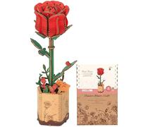 ROBOTIME Puzzle in legno 3D, kit di modelli di fiori artificiali per adulti, decorazione creativa per la casa, accessori per soggiorno, regali per donne a San Valentino (Rosa Rossa)