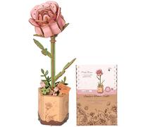 ROBOTIME Puzzle in legno 3D, kit di modelli di fiori artificiali per adulti, decorazione creativa per la casa, accessori per soggiorno, regali per donne a San Valentino (Rosa Rosa)