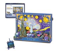 ROBOTIME Puzzle in legno 3D La notte stellata, kit di modelli per adulti da costruire, decorazione da parete artistica 3D da appendere, set di costruzione fai da te, per Natale