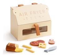 Robotime Robud Friggitrice ad aria in legno Set da cucina con accessori Fai finta di cucinare cibo regalo per ragazzi e ragazze color crema