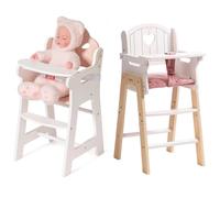 Robotime Robud Seggiolone per bambole Fai finta di giocare Seggiolone con cintura di sicurezza Accessori per bambole in legno bianco con piano mobile
