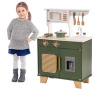 Robotime Robud Set da gioco da cucina per bambini con produttore di ghiaccio Set da gioco di finzione Giocattolo in legno per bambini dai 3 anni in su Verde vintage per bambini piccoli