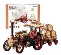 Robotime Rokr Kit di costruzione di modelli di auto Puzzle in legno 3D Kit di vapore 1:28 Locomotiva a vapore meccanica Regali fantastici per adulti Adolescenti