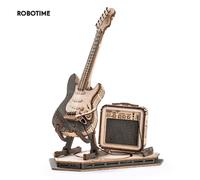 Robotime Rokr Modello di chitarra elettrica Regalo per bambini Assemblaggio per adulti Giocattoli creativi Set di blocchi di costruzione Puzzle in legno 3D TG605K