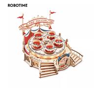 Robotime Rokr Tilt-A-Whirl The Tea Cup Parco divertimenti Serie Giocattolo da costruzione Compleanno Regali di Natale per bambini Bambini Puzzle in legno 3D