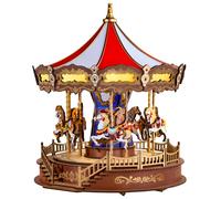 Robotime Rolife Carosello classico Carillon Facile da montare Puzzle in legno 3D Design mobile con regali di Natale leggeri per la famiglia