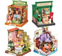 Robotime Rolife Casa in miniatura per bambini 4 tipi di bellissimi giocattoli in legno di design per ragazze che giocano con kit di costruzione con famiglia