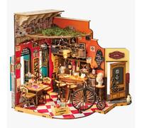 Robotime Rolife Fai da te Saluti Bar e sala da pranzo Casa delle bambole con mobili Casa delle bambole in miniatura Kit in legno Giocattolo per bambini Adulti (DG173)
