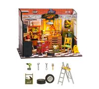 Robotime Rolife Kit casa in miniatura per casa delle bambole Mini garage fai da te Officina Luce a LED Regali artigianali in legno decorativi per bambini